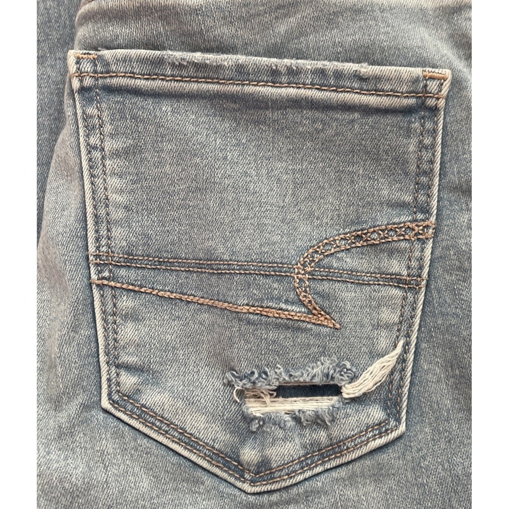 American Eagle Denim Jeans Super High Rise Flare Distressed Blue Women's Size 2 - Picture 4 of 7